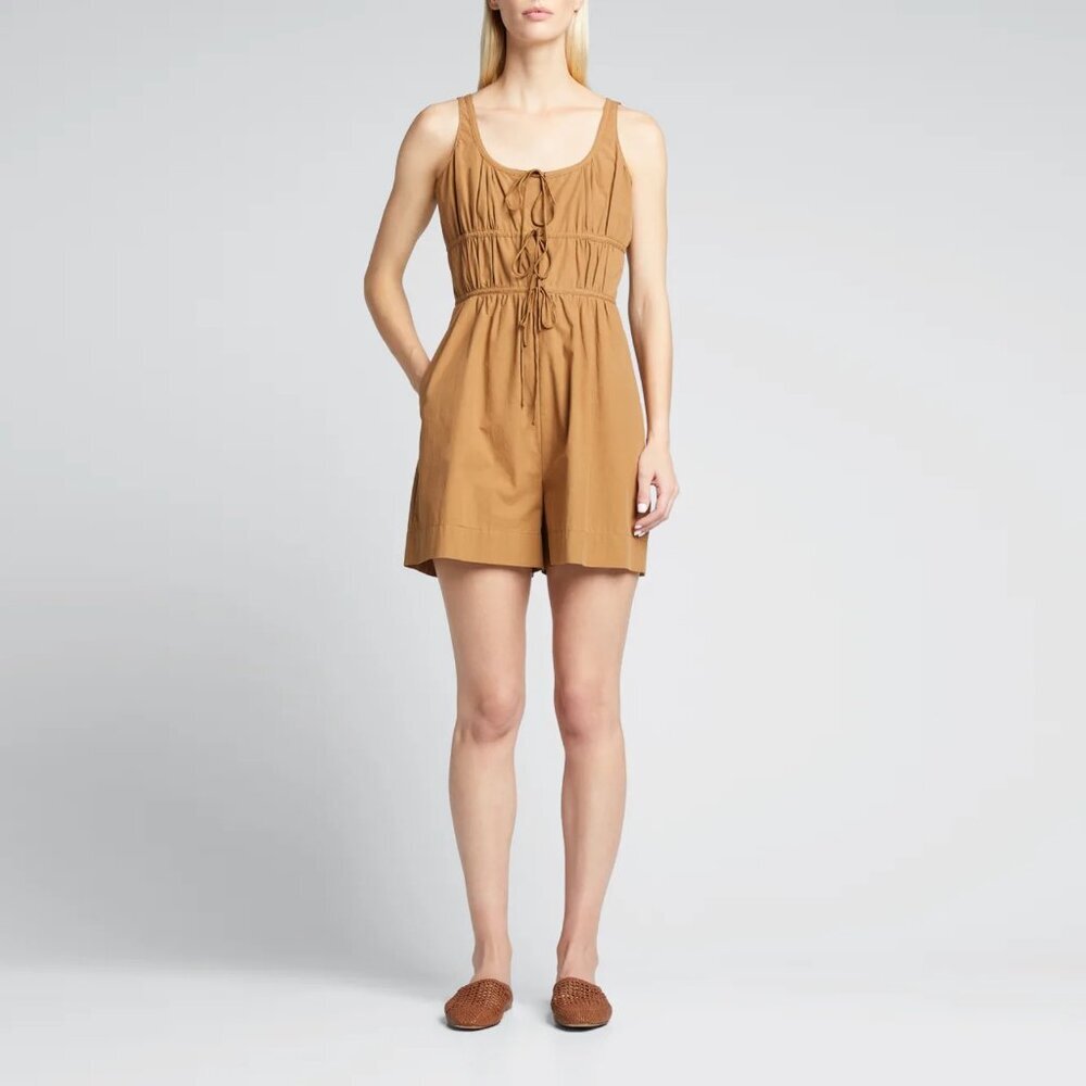 Nwt New $265 Rebecca Taylor Sleeveless Poplin Cotton Silk Blend Romper Size 10